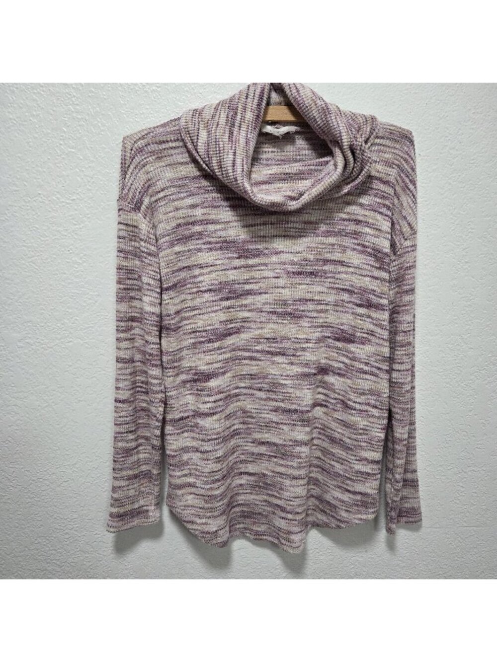 AnnTaylor LOFT Outlet Turtle Neck TunicTop Pink White Striped Long Sleeves Small